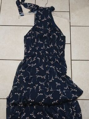 ISLA MAUDE Womens Size 10 Navy Floral Halter Maxi Dress
